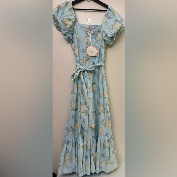 Love Shack Fancy X Target Estelle Blue Floral Puff Sleeve Midi Dress Size 10 NWT - Picture 5 of 9